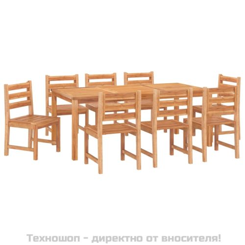 Градински трапезен комплект, 9 части, тиково дърво масив