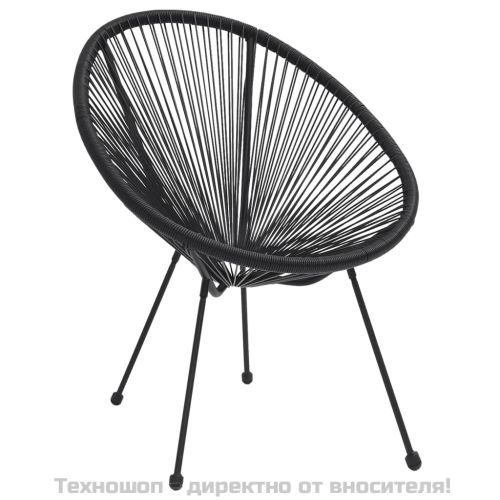 Градински столове луна, 2 бр, ратан, черни