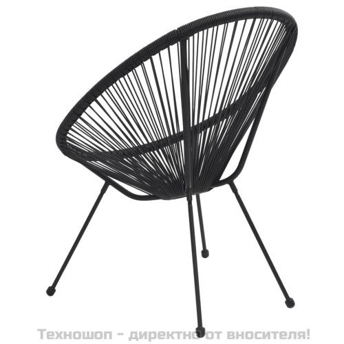 Градински столове луна, 2 бр, ратан, черни