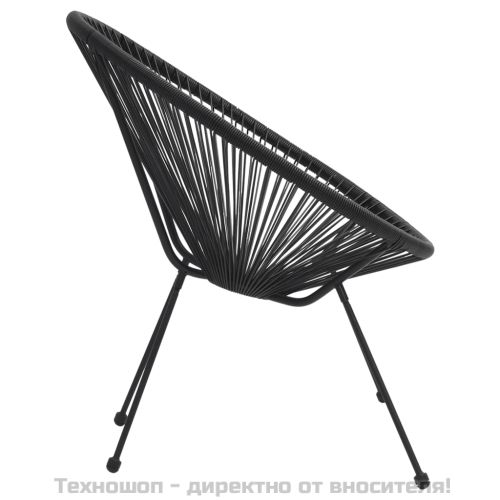 Градински столове луна, 2 бр, ратан, черни