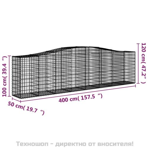 Габионни кошници арка 9 бр 400x50x100/120 см поцинковано желязо