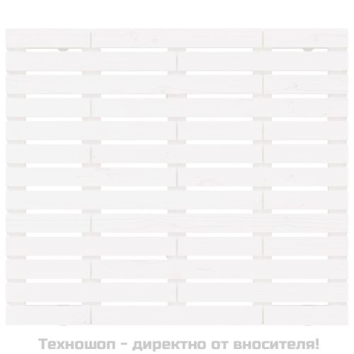 Стенна табла за спалня, бяла, 96x3x91,5 см, борово дърво масив