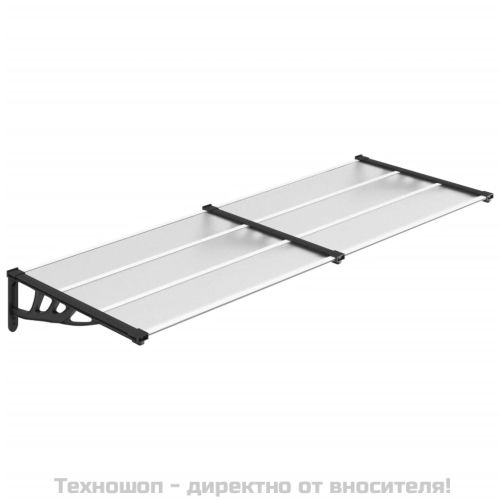 Навес за врата, черно и прозрачно, 239x90 см, поликарбонат