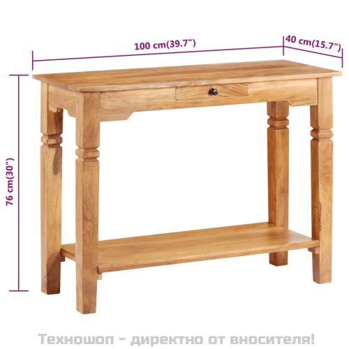 Конзолна маса, 100x40x76 cм, акациево дърво масив