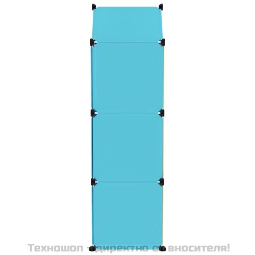 Детски кубичен шкаф за съхранение с 8 куба, син, PP