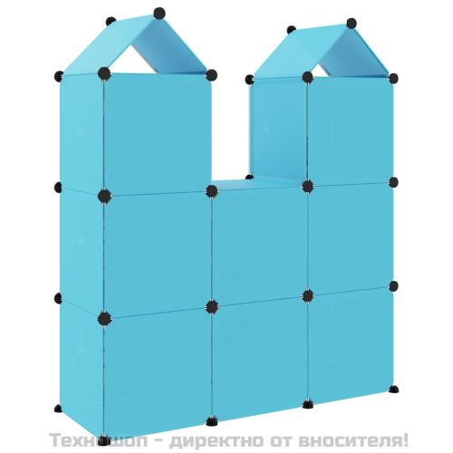Детски кубичен шкаф за съхранение с 8 куба, син, PP