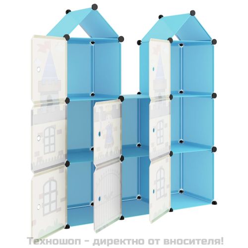 Детски кубичен шкаф за съхранение с 8 куба, син, PP