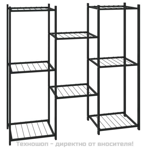 Стойка за цветя, 83x25x80 см, черна, желязо