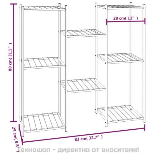 Стойка за цветя, 83x25x80 см, черна, желязо