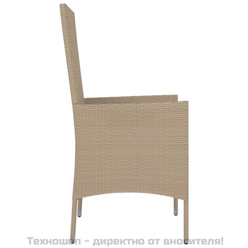 Градински столове с възглавници, 4 бр, полиратан, бежови