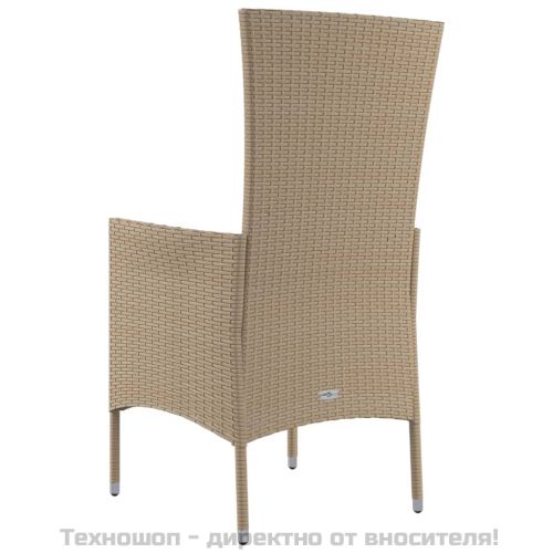 Градински столове с възглавници, 4 бр, полиратан, бежови