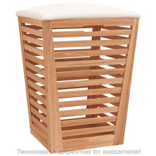 Табуретка за баня, 40,5x40,5x56 см, орехово дърво масив