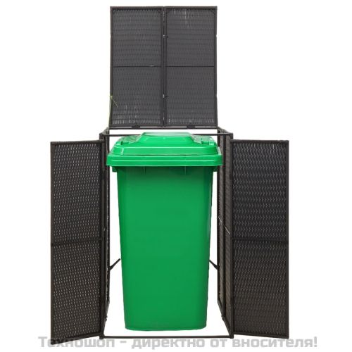 Единичен навес за кофа за смет, черен, 70x80x117 см, полиратан