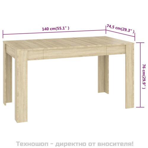Трапезна маса, дъб сонома, 140x74,5x76 см, инженерно дърво