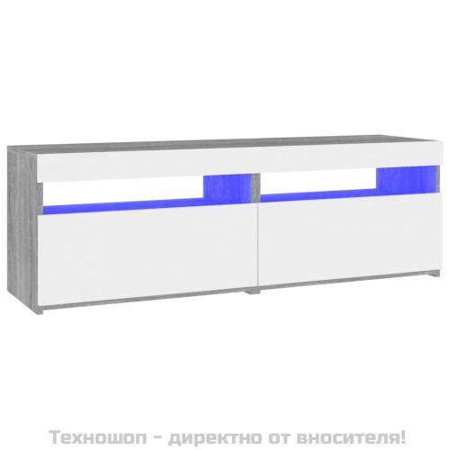 ТВ шкафове, 2 бр, с LED осветление, сив сонома, 60x35x40 см