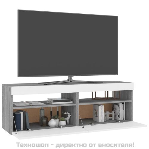ТВ шкафове, 2 бр, с LED осветление, сив сонома, 60x35x40 см