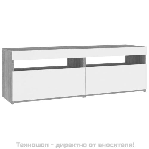 ТВ шкафове, 2 бр, с LED осветление, сив сонома, 60x35x40 см