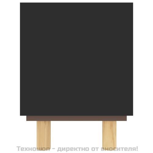 ТВ шкаф, черен, 80x30x40 см, бор масив и естествен ратан