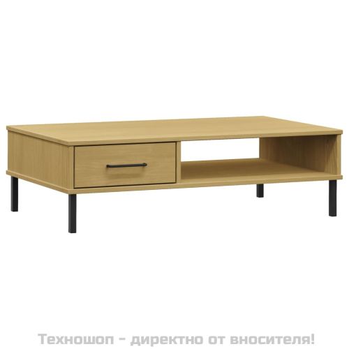 Кафе маса с метални крака кафява бор масив OSLO