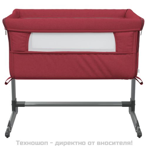 Бебешко легло с матрак, червено, ленен плат