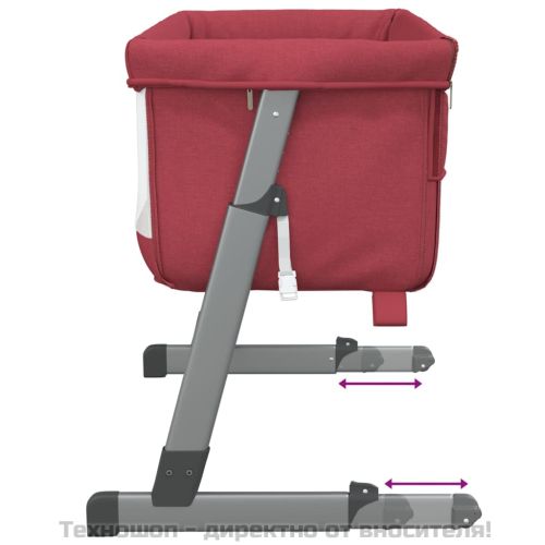 Бебешко легло с матрак, червено, ленен плат