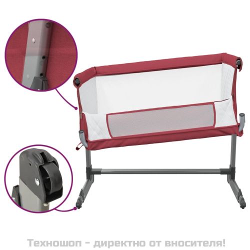 Бебешко легло с матрак, червено, ленен плат