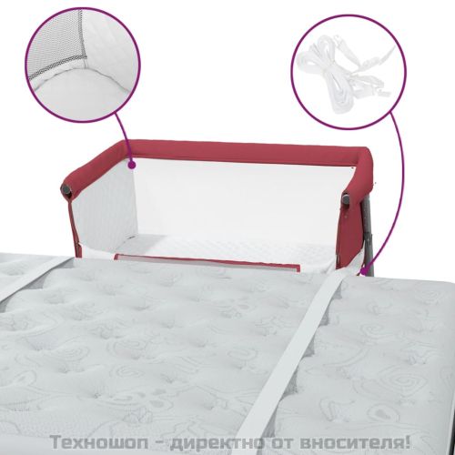 Бебешко легло с матрак, червено, ленен плат