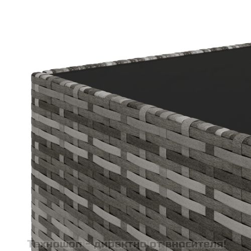 Градински лаундж комплект с възглавници 3 части сив полиратан