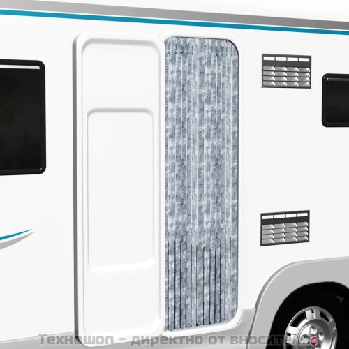 Завеса против насекоми, бяло и сиво, 56x185 см, шенил