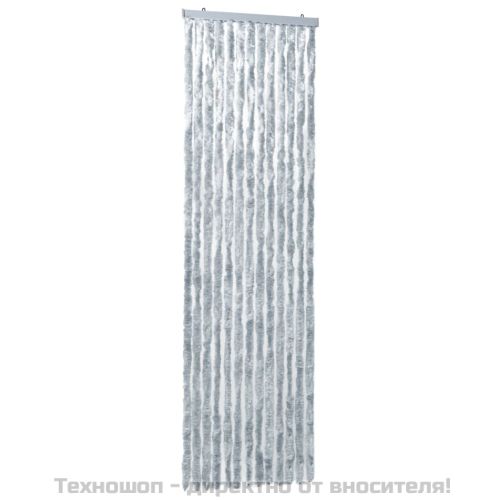 Завеса против насекоми, бяло и сиво, 56x185 см, шенил