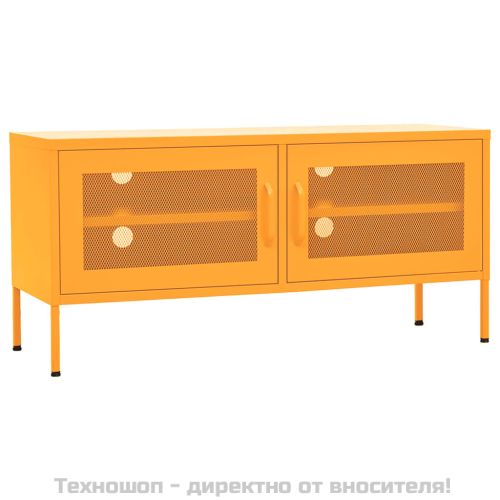 ТВ шкаф, горчица жълто, 105x35x50 см, стомана