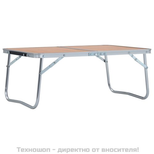 Сгъваема къмпинг маса, кафява, алуминий, 60x40 см