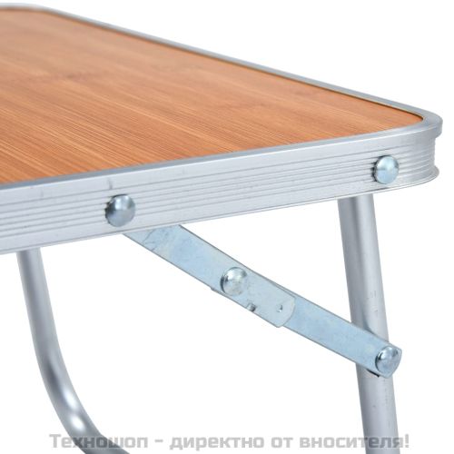 Сгъваема къмпинг маса, кафява, алуминий, 60x40 см