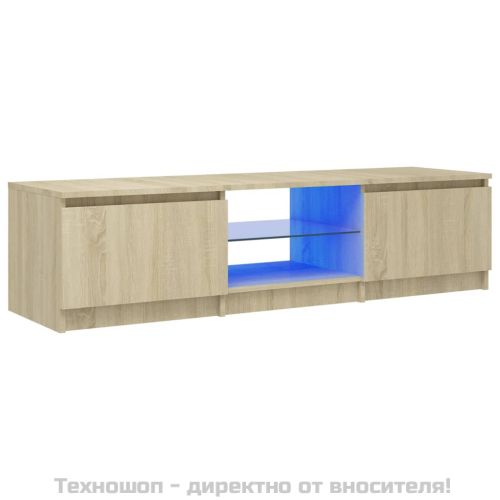 ТВ шкаф с LED осветление, дъб сонома, 140x40x36 см