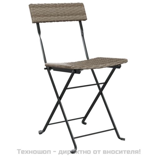 Сгъваеми бистро столове, 8 бр, сив, полиратан и стомана