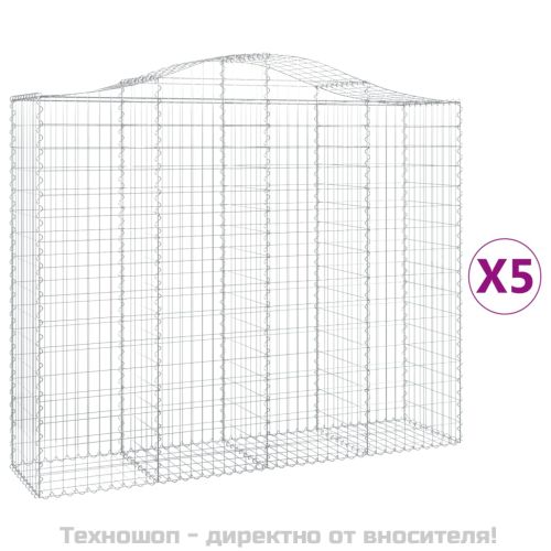 Габионни кошници арка 5 бр 200x50x160/180 см поцинковано желязо
