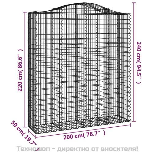 Габионни кошници арка 3 бр 200x50x220/240 см поцинковано желязо