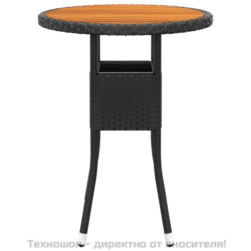 Градински трапезен комплект, 3 части, полиратан, черен