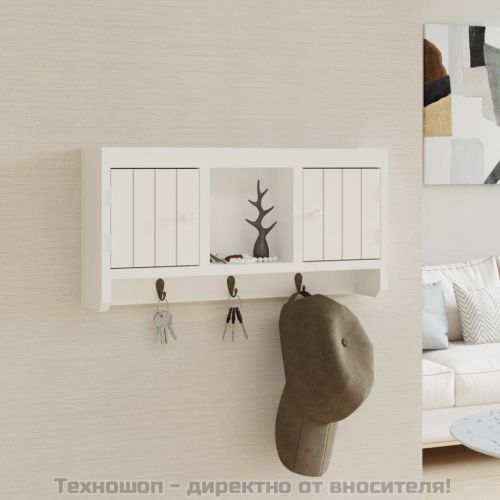 Шкаф за ключове бял 40x8,5x20 см инженерно дърво и стомана