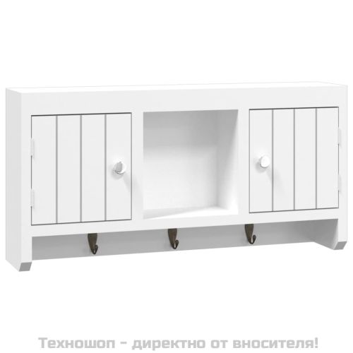 Шкаф за ключове бял 40x8,5x20 см инженерно дърво и стомана