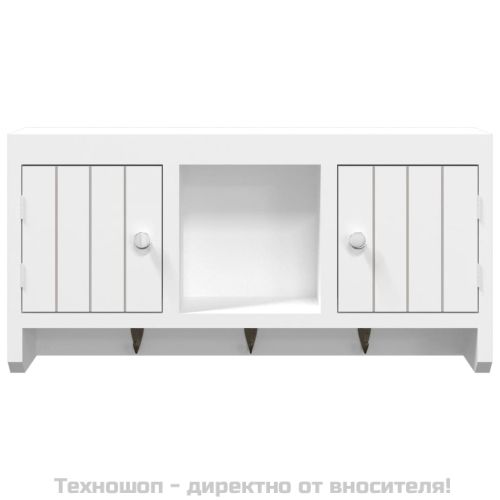 Шкаф за ключове бял 40x8,5x20 см инженерно дърво и стомана
