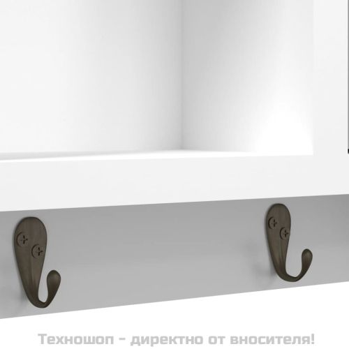 Шкаф за ключове бял 40x8,5x20 см инженерно дърво и стомана