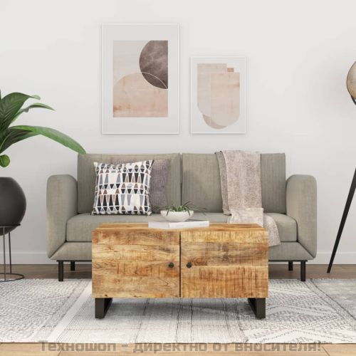 Маса за кафе, 80x50x40 см, манго масив и инженерно дърво