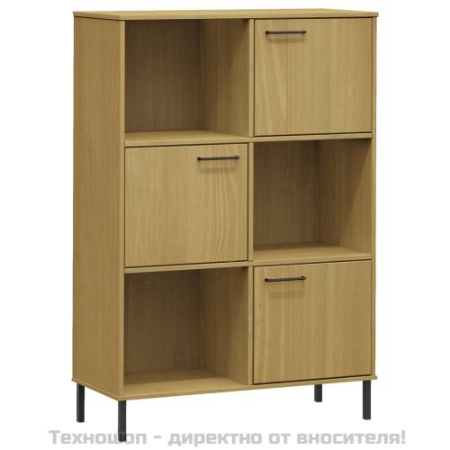 Библиотека метални крака кафява 90x35x128,5 см дърво масив OSLO
