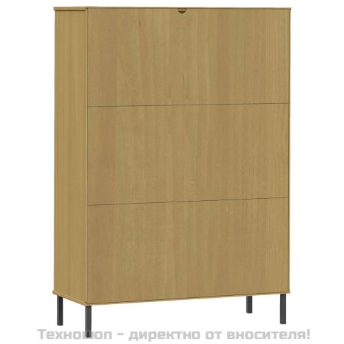 Библиотека метални крака кафява 90x35x128,5 см дърво масив OSLO