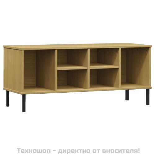 Етажерка за обувки метални крака кафява 106x35x45 см масив OSLO