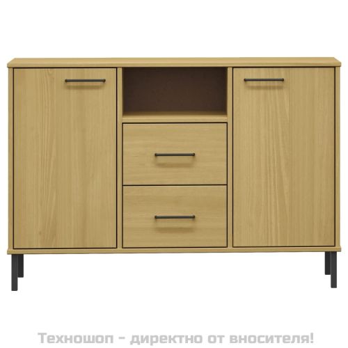Бюфет с метални крака кафява 113x40x77 см масивно дърво OSLO