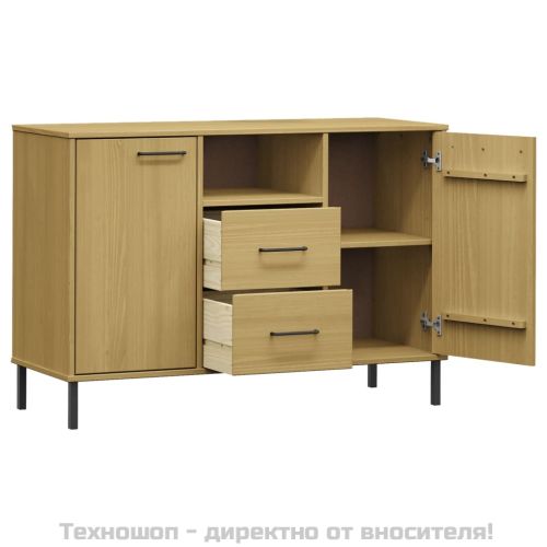 Бюфет с метални крака кафява 113x40x77 см масивно дърво OSLO