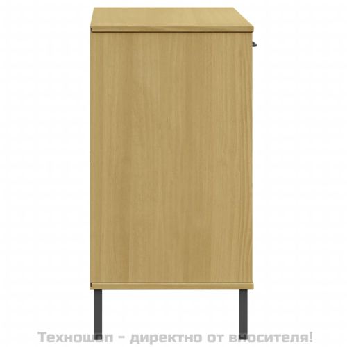 Бюфет с метални крака кафява 113x40x77 см масивно дърво OSLO