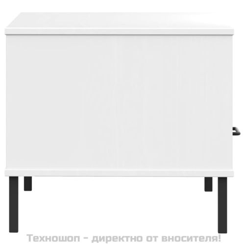 Кафе маса с метални крака бяла 85x50x45 см масивно дърво OSLO